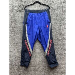 A Bathing Ape Graphic Logo Nylon Drawstring Track Pants Multicolor Mens Size L